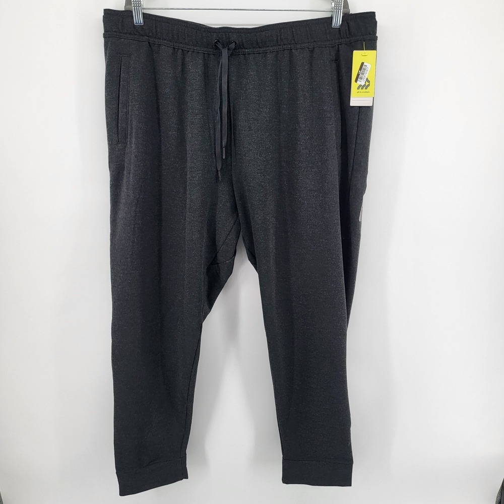 All in Motion XXL Soft Gym Pants Black Heather Drawstring high Waisted joggers